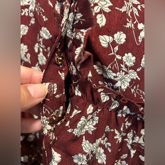 Ivy City Co Burgundy Floral Long Sleeve Dress - Picture 7 of 8